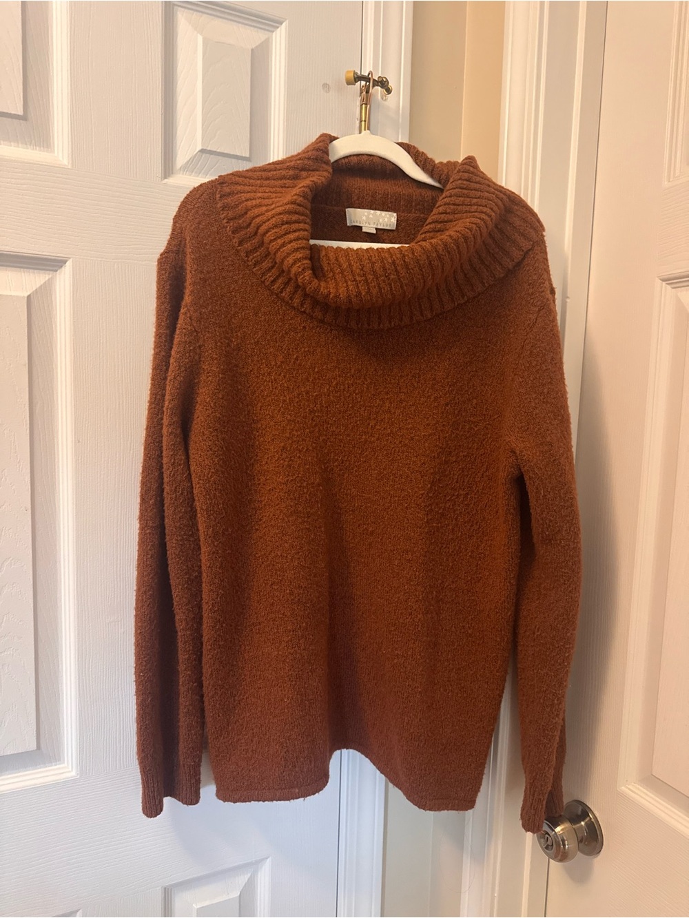 Carolyn Taylor Rust Cowl-Neck Sweater